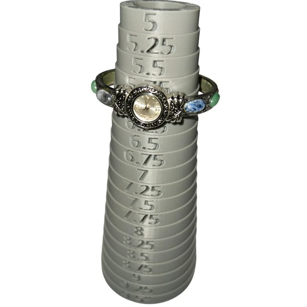 Western‎ Silver Bangle Watch Embassy By Gruen Multicolor Stones 22mm Adjustable